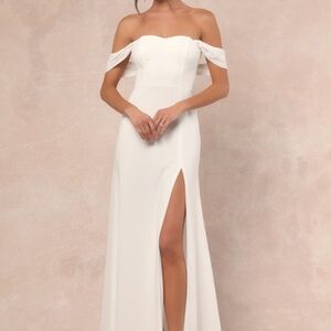 Lulus Magical Magnetism White Off-the-shoulder Maxi Dress - Size S